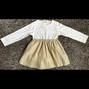 First Impressions Gold And White Toddler Dress